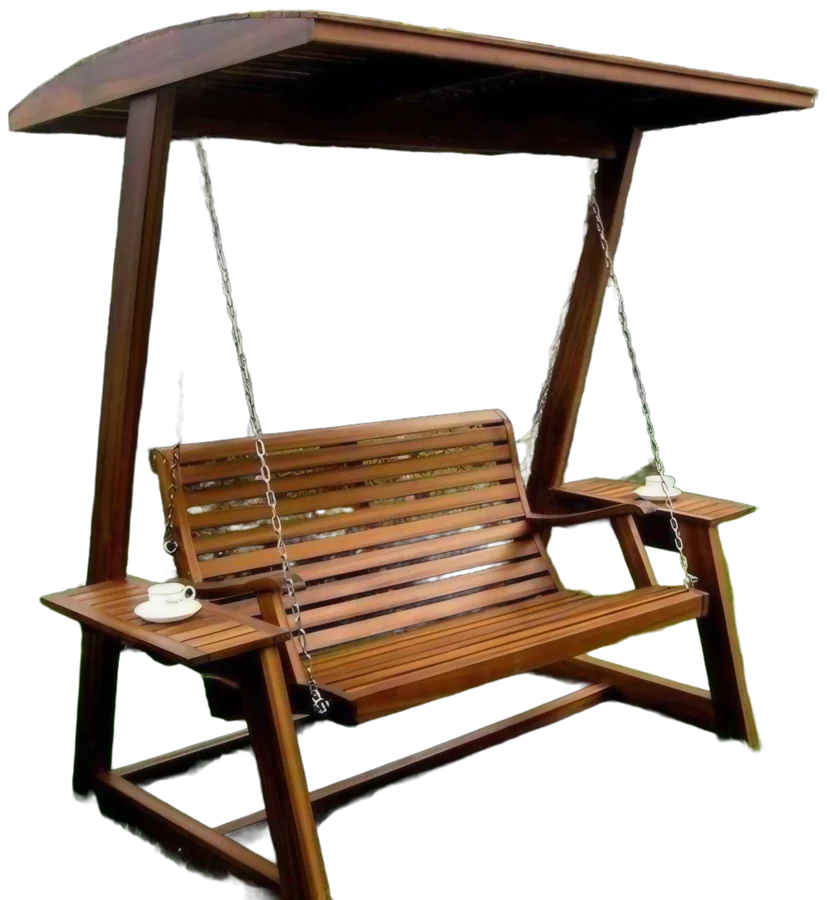 Curved Roof Swing with Side Tables